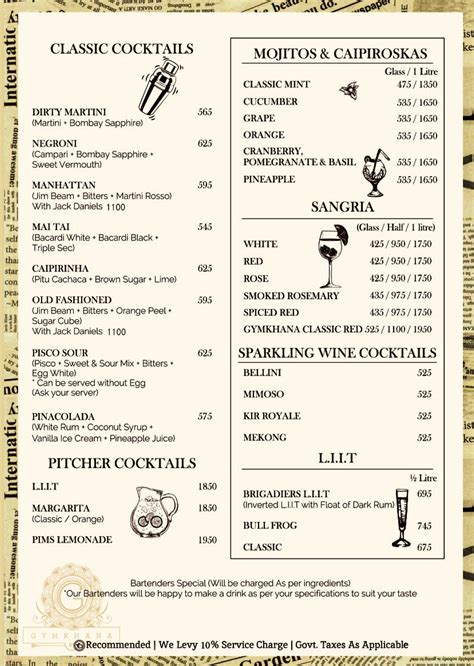 Bar-menu